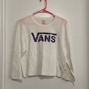 Vans White Long Sleeve Tee with Multicolor Logo